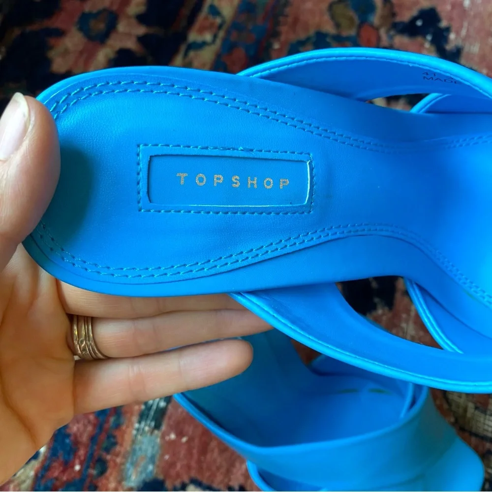 Topshop Skyla blue two strap slide sandal - Picture 8 of 11